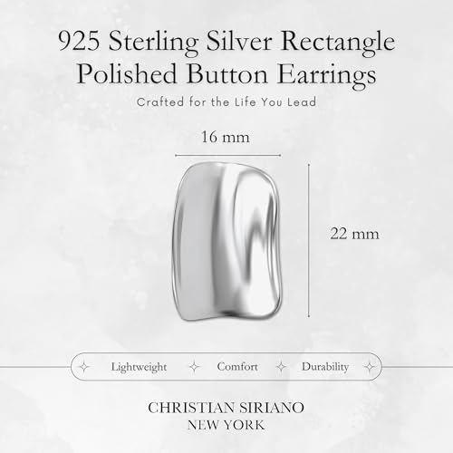 18K Gold Plated Sterling Silver Earrings for Women – Pure & Polished, Twist, Square, Hinged Tube, Abstract & Heart Shape Hoops – Lightweight, Hypoallergenic, Non-Tarnish Jewelry (Sizes: 3x35mm-46x30mm) - color: Silver, size: Rectangular Shape (22 x 16mm)