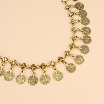 CHIC DIARY Metal Chain Belt for Women Coin Belly Link Tassel Belt for Dress | Boho Style Coin Pendant Tassel Belt Gold/Silver Adjustable Concho Belly Dance Belts for Dresses Skirts Jeans - color: Gold