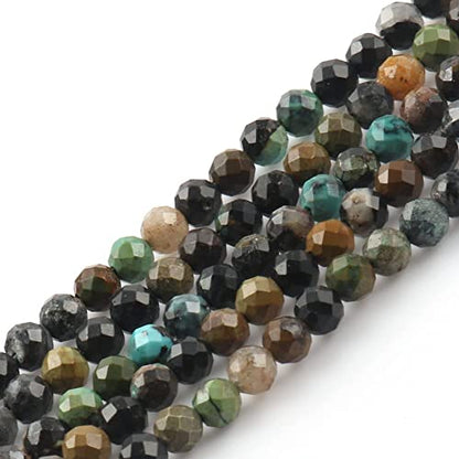 120pcs 3mm Natural African Turquoise Gemstone Beads Faceted Round Loose Stone Beads for Jewelry Making - color: African Turquoise, size: 2.8-3.3mm