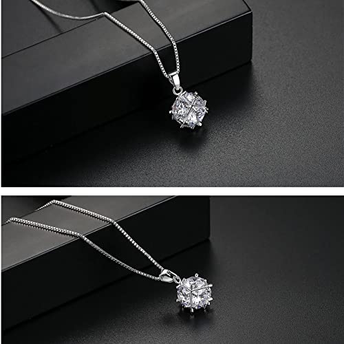 Dainty Solitaire Necklaces Stud Earrings Set For Women,White Gold Plated Simple Prom Jewelry Set Cubic Zirconia Pendant Choker Necklace And Earring Sets Wedding Jewelry For Bridal - color: CZ ball necklace stud set