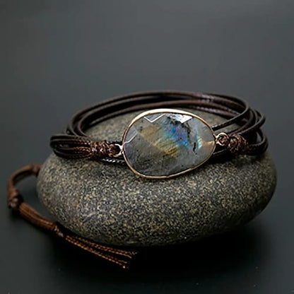 Plumiss Women Boho Handmade Natural Stone Crystal Leather Bead Wrap Bracelets Collection - style: Chakra Jasper
