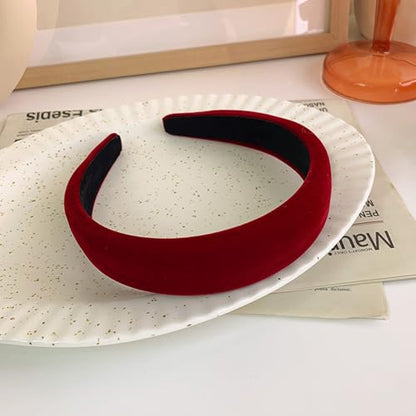 Velvet Padded Headband Fashion Headbands Non Slip Head Band Hair Bands Accessories for Women Girls (Red) - color: Red