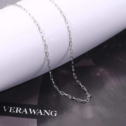 18K Gold Plated Paperclip Necklace Chain Dainty Choker Necklace for Women 14 15 17 inches - color: 2MM Silver, size: 17-19 inches