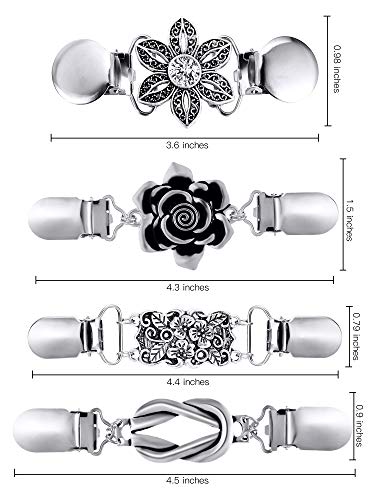 Jetec 4 Pieces Vintage Sweater Shawl Clips Retro Cardigan Collar Dress Shirt Brooch Clips for Women Wearing, 4 Styles - style: Adorable Style