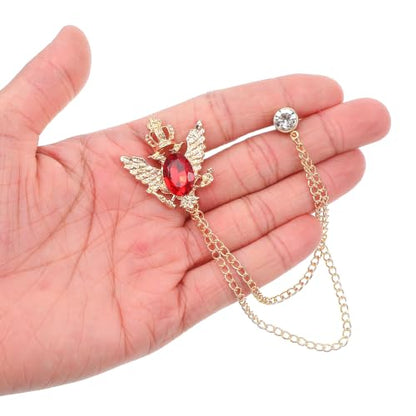 Amaxiu 5Pcs Men's Brooch Suit Pin, Brooch Crystal Rhinestone Crown | Hanging Chain Tassel Brooche's with Stone, Rose Floral Lapel Pins for Men, Shirt Tie Hat Tuxedo Accessory
