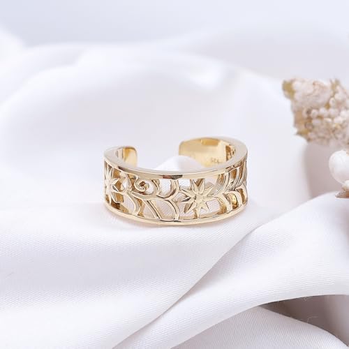 Adjustable Flower Toe Ring for Women | Metal: Sterling Silver - color: yellow-gold
