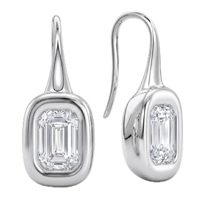 14K Gold & Silver Plated Trendy Bezel Set Cubic Zirconia Drop Earrings Minimalist Teardrop Hook Earrings for Women Diamond Crystal Charm Statement Teardrop Earrings Jewelry Gifts - color: Silver-Rectangular zircon