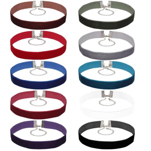 Velvet Choker Necklace for Women Goth Halloween Y2K Ribbon Collar Set - color: Colorful-0.6''-20pcs