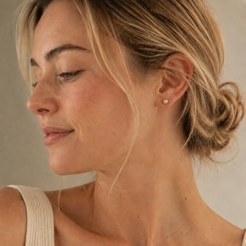 CHIC & ARTSY 18K Gold Plated Solid 925 Sterling Silver Flat Back Earrings for Women Multiple Piercings Screw Back Earrings Cartilage Hypoallergenic Jewelry - style: 925 Silver Flat Back #20