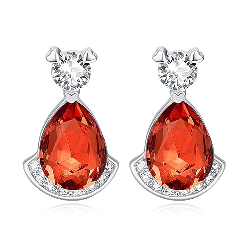 Birthstone Teardrop Crystal Stud Earrings for Women 925 Sterling Silver Solitaire Studs Halo Earrings for Birthday Gifts Teardrop Earrings for women - style: G July
