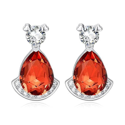 Birthstone Teardrop Crystal Stud Earrings for Women 925 Sterling Silver Solitaire Studs Halo Earrings for Birthday Gifts Teardrop Earrings for women - style: G July