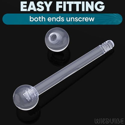 Plastic Tongue Rings For Surgery - Clear Plastic Tongue Rings For Work - Hypoallergenic Straight Barbell Bioflex Ring Piercing Jewelry - Clear Industrial Piercing Jewelry - color: 16G - 14mm (9/16)