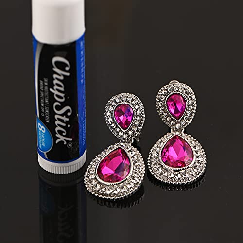 Spinningdaisy Clip On Earrings for Women | Non Pierced Earrings for Wedding - color: Tear Drop Hot Pink