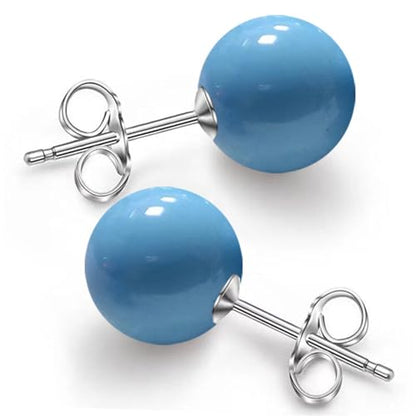 Pearl Stud Earrings Multicolor Shell Beads Pearl Hypoallergenic Stud Earrings Ocean Shell Pearl Jewelry - color: Blue