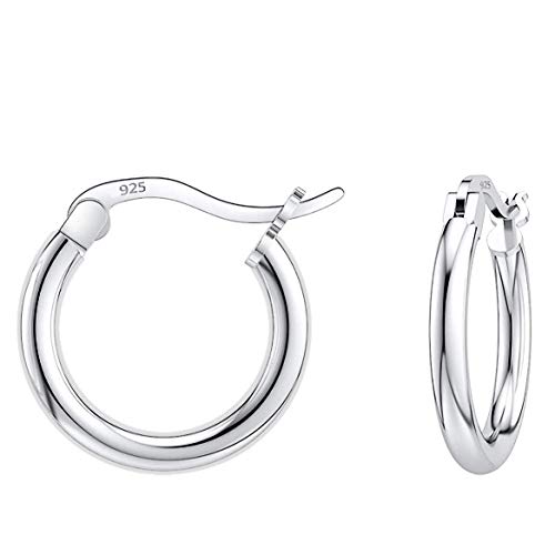 Savlano 925 Sterling silver Round Hoop Earrings for Women & Men Comes in 10MM-25MM - size: 12 Millimeters