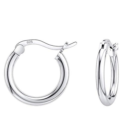 Savlano 925 Sterling silver Round Hoop Earrings for Women & Men Comes in 10MM-25MM - size: 12 Millimeters