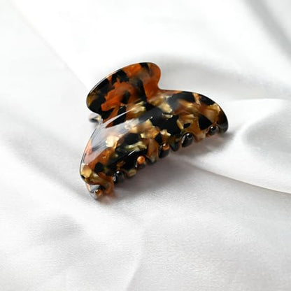 Handmade Celluloid Acetate French Design Barrettes Tortoise Shell Claws Hair Claw Luxury Fashion Accessories Hair Clip for Women (black gold) - color: black gold