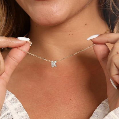 stino 4PCs Bubble Initial Letter Necklace Set, No Tarnish 14K Gold Plated Alphabet Pendant, Jewelry for Women - style: U