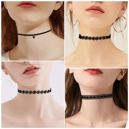 Choker Necklace for Women, Choker Necklaces for Woman, Black Choker, Chokers for Women - color: Black 6pcs