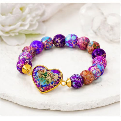 Women Wrap Bracelet Boho Natural Jasper Crystal Stone Beads Strand Bracelets - color: Style 01-Imperial Jasper