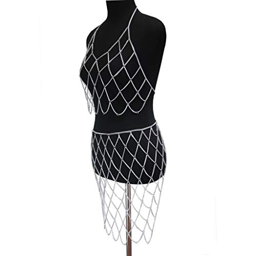 Women's Sexy Suit Body Chain - color: Silvery Color-Bra Body Garment Chain Waist Chain Suit-6