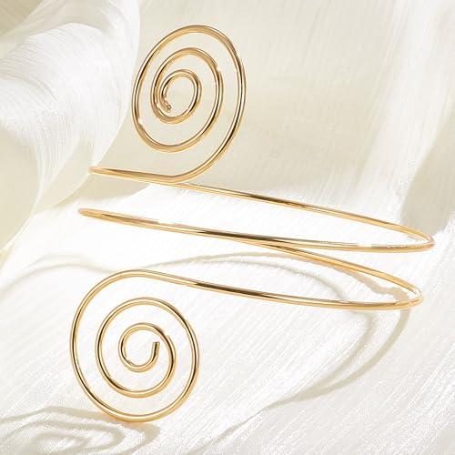 FEYIR 7 Pcs Arm Cuff Jewelry for Women Upper Arm Cuff Bangle Band Armlet Adjustable Arm Cuff Bracelet - color: G