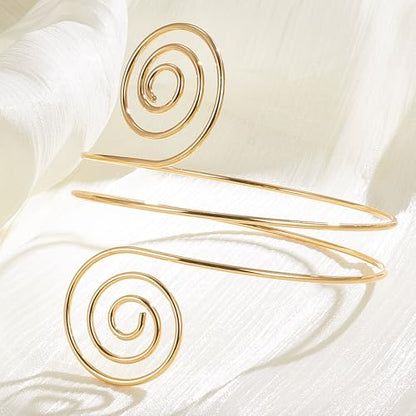 FEYIR 7 Pcs Arm Cuff Jewelry for Women Upper Arm Cuff Bangle Band Armlet Adjustable Arm Cuff Bracelet - color: G