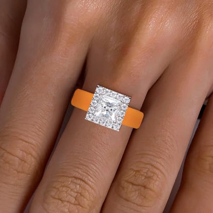 Moissanite Silicone Ring for Women, Promise Ring 925 Sterling Silver, Soft - color: Orange