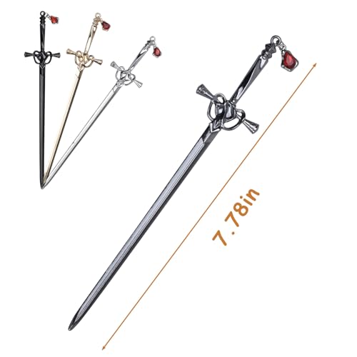 Sword Hair Stick Retro Metal Hair Sticks Ancient Style Swords Hair Chopsticks for Bun Hair Long Hair, Chinese Hair Pins Hair Sticks Hair Daggers for Hair Accessories (4Pcs)