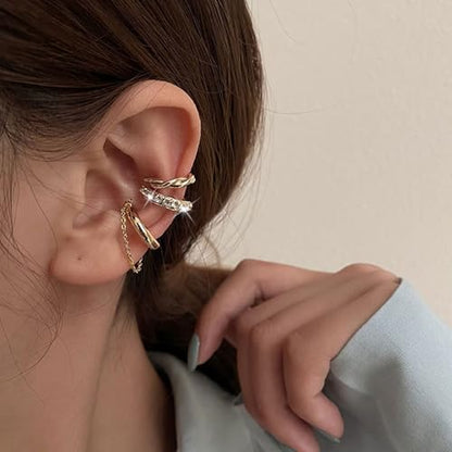 Ear Cuff Earrings for Women Chunky Ear Cuffs Non Piercing | Clip on cartilage earrings helix fake earrings jewelry trendy stuff christmas gift stocking stuffers - color: Z1