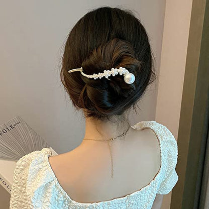 4PCS Hair Clip, Pearl Decor Banana Clip French Style Twist Hair Barrette Non Slip Jaw Hair Claws Hair Accessories