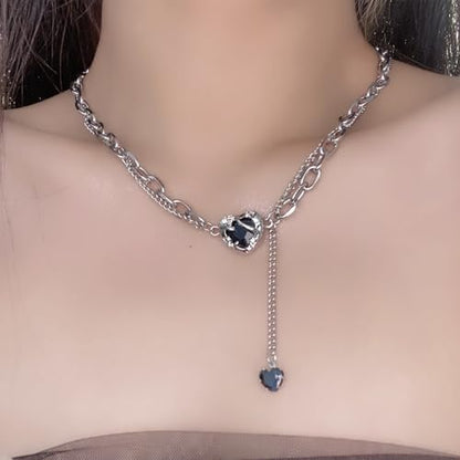 Irregular Heart Necklace for Women Y2k Pink Zircon Pearl Diamond Women's Fashion Pendant Hot Fashion Pink Jewelry for Women - color: Style17