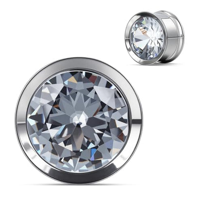 COOEAR Ear Gauges Plugs Stainless Steel/Black/Gold Crystal Ear Plugs Screw Back Tunnel Expander Stretcher Piercing Jewelry. - color: S8768G, size: 16mm