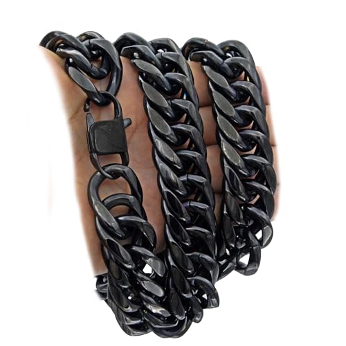 Men Curb Chain Necklace Stainless Steel/sliver/black/gold Chunky Double Tight Cuban Link Hip Hop Neck Chains for Men,width:22MM 18inch-32inch 8 Length Options - color: black, size: 30