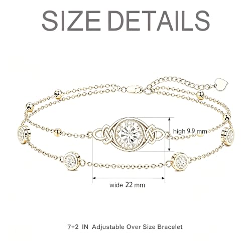 Midari 18K Gold Irish Infinity Celtic Knot Birthstone Layed Anklet Bracelet with 12 Months Birthstone Birthday Jewelry Gifts for Women Mom - color: 04-White, size: Bracelet 7"-9"