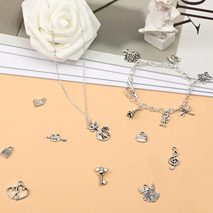 SANNIX 200Pcs Bulk Jewelry Making Charms Tibetan Antique Silver Gold Charm | Pendants for DIY Bracelet Necklace Making Crafts - color: Gold Silver