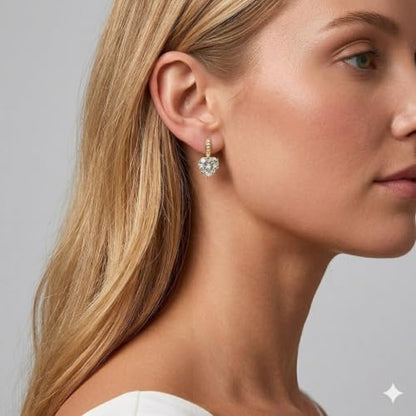 14K Gold Earrings for Women Heart Shape Dangle Hoop Earrings Drop Huggie Valentines Day Gifts Wedding for Her Birthday Jewelry