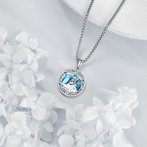ONEFINITY Lighthouse Necklace for Women Sterling Silver Lighthouse Pendant Necklace Birthday Jewelry Gift for Women - color: Abalone shell Compass lighthouse