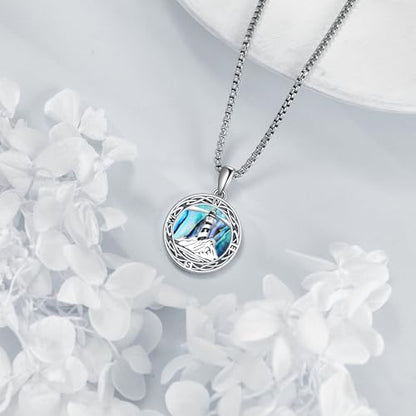 ONEFINITY Lighthouse Necklace for Women Sterling Silver Lighthouse Pendant Necklace Birthday Jewelry Gift for Women - color: Abalone shell Compass lighthouse