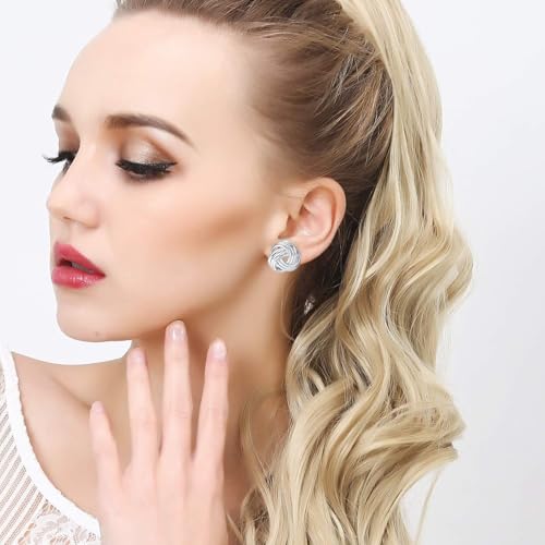 Yoursfs Knot Multicolor Clip on Earrings For Women Silver and gold Plated Large Non Pierced Floral Earrings - style: Silver three knot ear clip