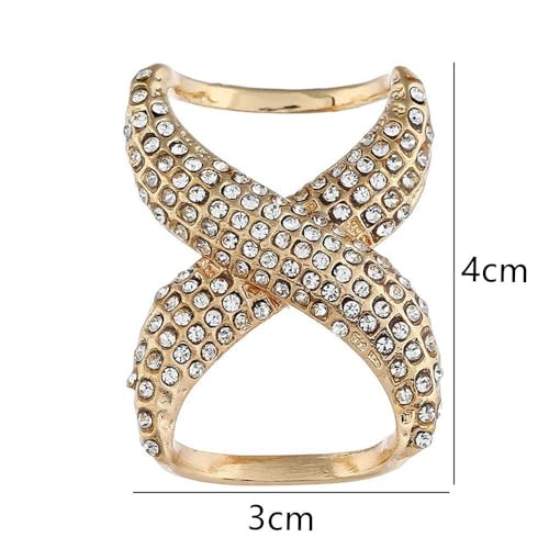 2 PCS Fashion Scarf Clips Scarf Ring Buckle Rhinestone Scarf Ring Buckle Silk Scarf Clasp Clips for Women Lady Girls, Gold, Medium