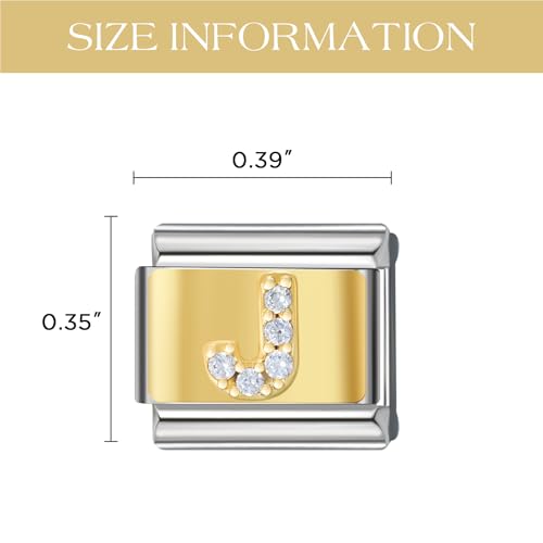 Stainless Steel Italian Charm Bracelet, 18 Link Starter Bracelet 9mm Charms | Italian Charm Bracelet with 9Pcs/20Pcs Charms and Opening Tools, Classic 9mm Modular Charm, Personalized Jewelry Gift - color: Gold J