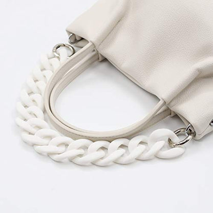 AUMEY Handbag Chain Straps Acrylic Purse Chain Strap Fashionable Replacement Purse Clutches Handles for Purse Handbags DIY Crafts, 15.7 inch of Each (02- White) - color: 02- White