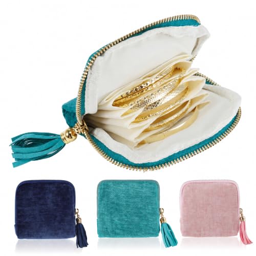 VOCOSTE Travel Jewelry Case, Jewelry Pouch with 6 Layers, Light Blue | Tangle-Free Storage, Soft Padding Prevents Scratches, Compact Size Fit Purses, for Necklace Bracelet Storage, Women Gift Idea - color: Light Blue