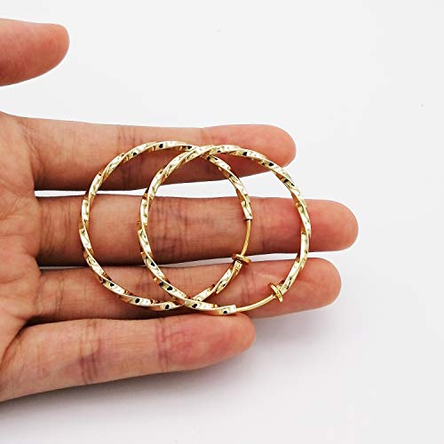 LAXPICOL Twisted Clip On Earrings 4PCS Different Color Gold Silver Black Rose 1.18IN .57IN .96IN .36IN Hoop Earrings Clip On Earrings for Women No Piercing - color: 1.57in