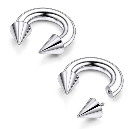 Ruifan 20G 18G 16G 14G 12G 8G 6G 4G 2G Horseshoe Nose Ring Titanium Septum Rings Piercing Jewelry Internally Threaded Gauges Cartilage Conch Helix Rook Lip Tragus Earring Hoop Eyebrow For Women Men - size: Spike: 4G - 14MM
