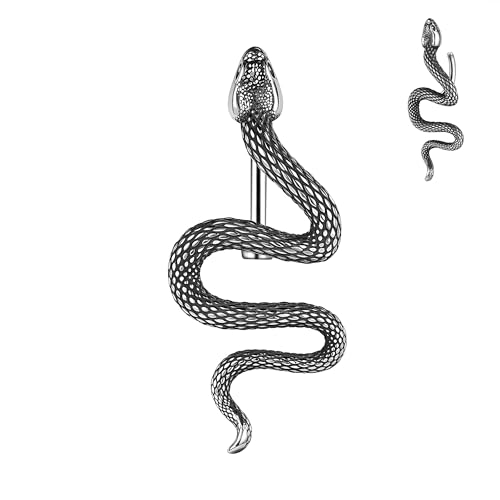 14G Surgical Stainless Steel Dangle Belly Button Rings for Women Belly Ring Dangling Piercing Jewelry CZ Snake lizard Skull Spider bat Halloween Party Punk Rock - style: Snake shaped