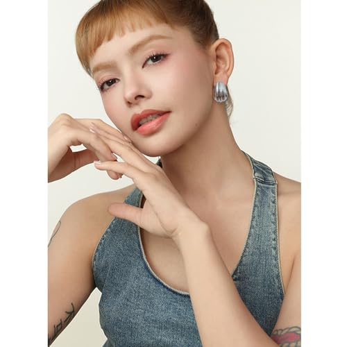 Statement Chunky Gold Earrings for Women Unique Square Stainless Steel Heaven Mayhem Button Stud Earrings Trendy Jewelry - style: Silver Geometric