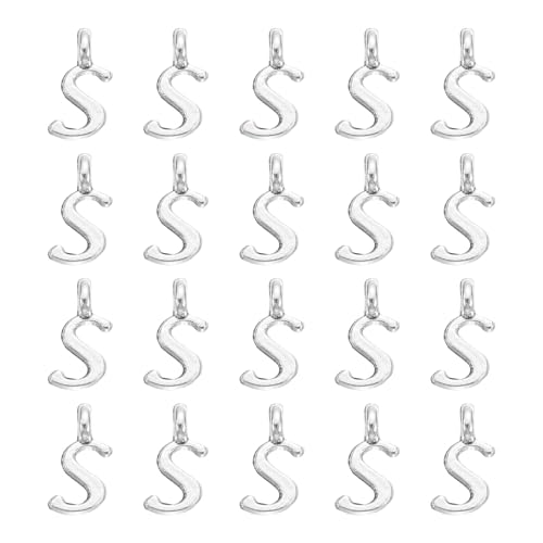 uxcell A-Z Alphabet Charm, Metal Alphabet Letter Charm Initial Charm Pendant Bead for Necklaces Bracelets Jewelry Making Craft - color: Silver S
