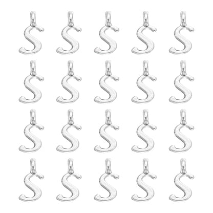 uxcell A-Z Alphabet Charm, Metal Alphabet Letter Charm Initial Charm Pendant Bead for Necklaces Bracelets Jewelry Making Craft - color: Silver S